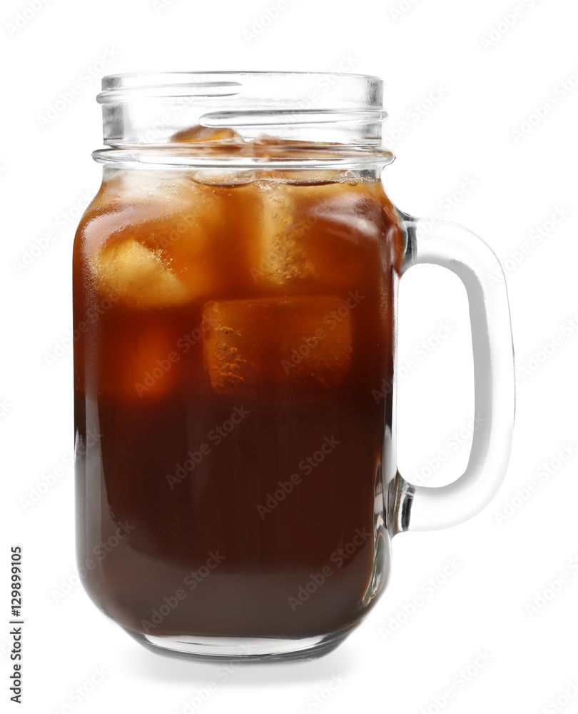 Jar of iced coffee on white background Jar of iced coffee on white background