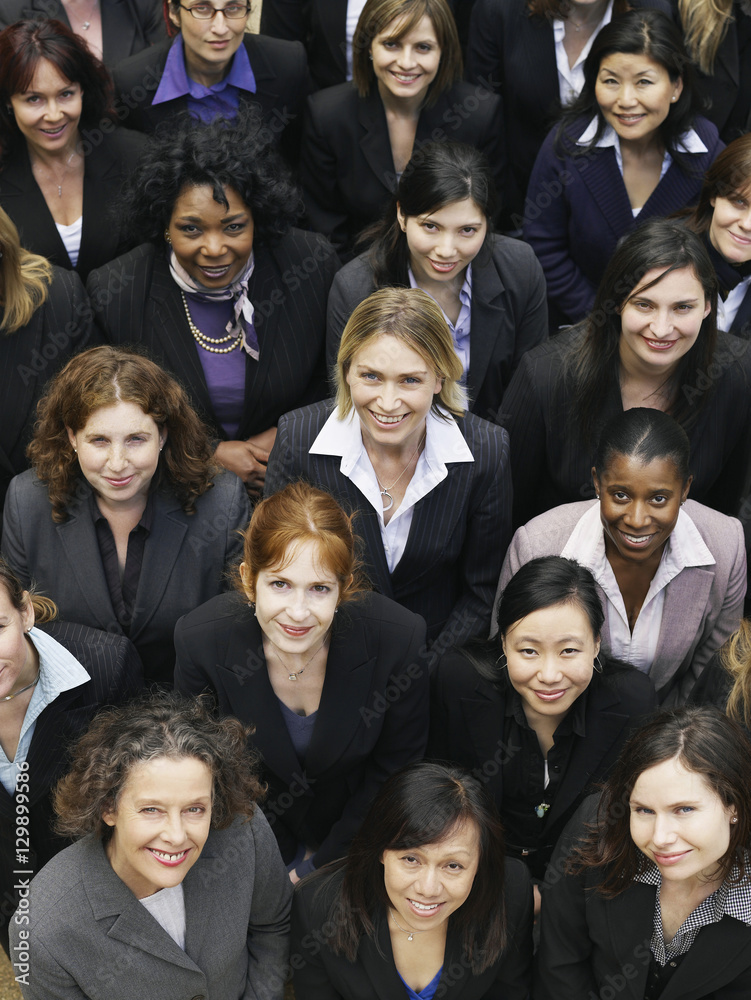 Elevated view of large group of multiethnic business people Elevated view of large group of multiethnic business people
