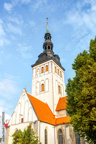 Ciytscape view on the old town with saint Nicholas church in Tallinn, Estonia