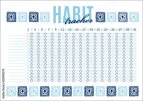 vector monthly planner habit tracker