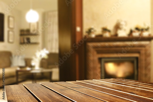 wooden desk and fireplace  © magdal3na