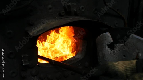stove of the old steam locomotive
