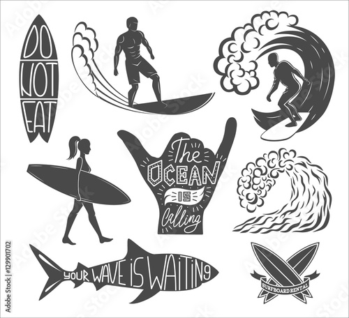 Photography Set of surfing vintage design elements