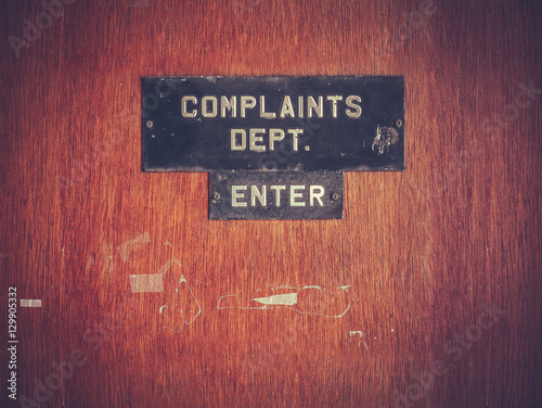 Retro Grunge Complaints Dept Door photo