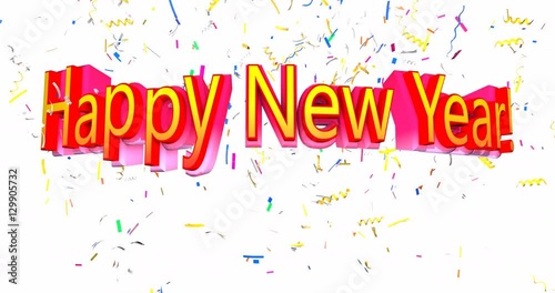 A bouncing looping animated Happy New Year! text with falling confetti.
 photo