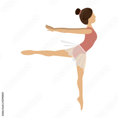Girl practice ballet icon. Dancer sport person health and balance theme. Isolated design. Vector illustration