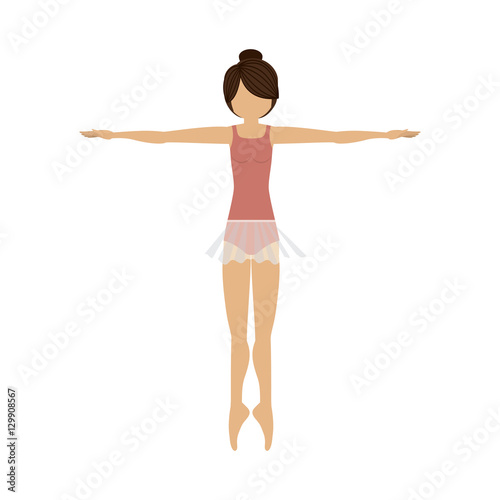 Girl practice ballet icon. Dancer sport person health and balance theme. Isolated design. Vector illustration