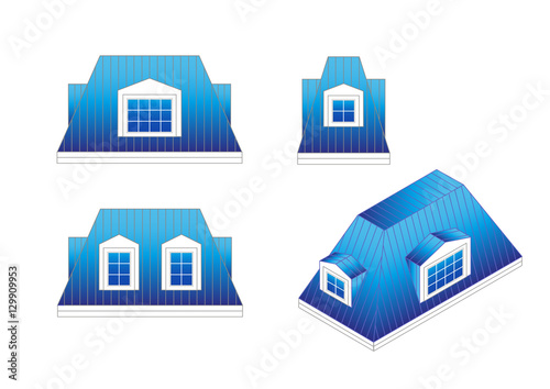 Tableau sur toile set types of a mansard roof with different angles