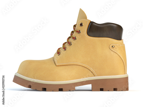 Yellow boot isolated on white background.