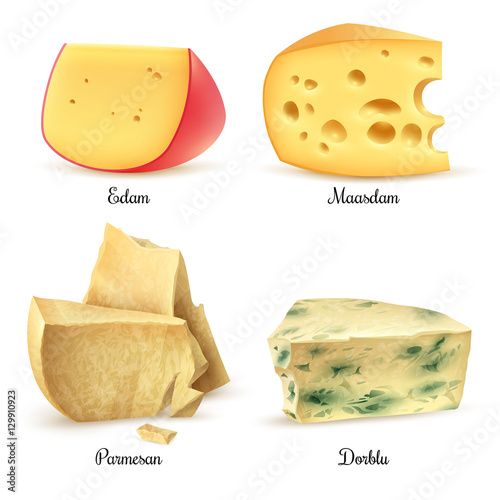  Quality Cheese 4 Realistic Images Set