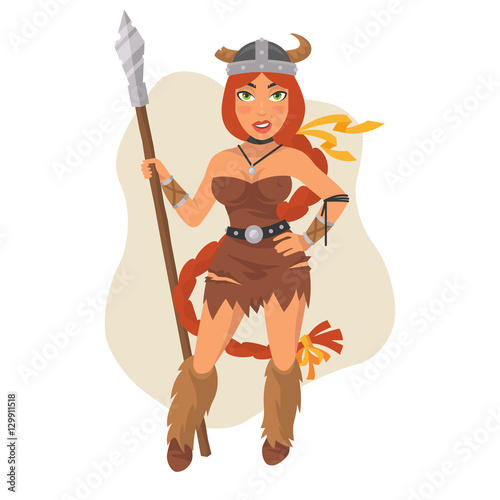 Viking Girl Holds Spear