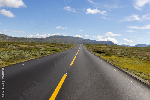 Canvas Print straight road to Oslo in Norway