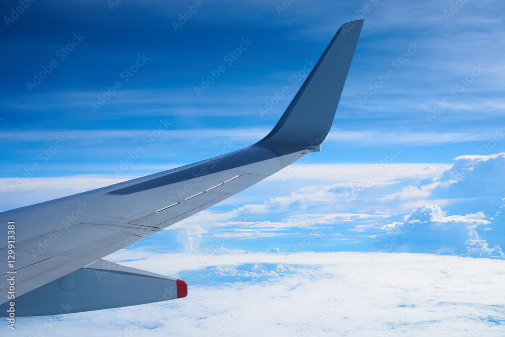 Obraz premium above blue sky view from aeroplane