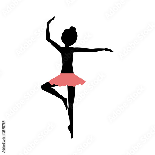 Girl practice ballet icon. Dancer sport person health and balance theme. Isolated design. Vector illustration