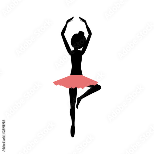 Girl practice ballet icon. Dancer sport person health and balance theme. Isolated design. Vector illustration
