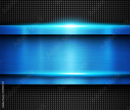 Background metallic blue, vector metal texture.