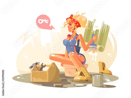 Sexy girl painter