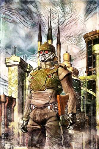 Εκτύπωση καμβά steampunk stromtrooper painted
