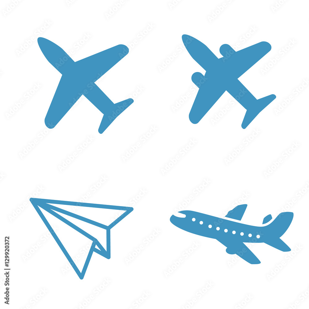 Airplane Icon or logo , sky and blue color vector illustration