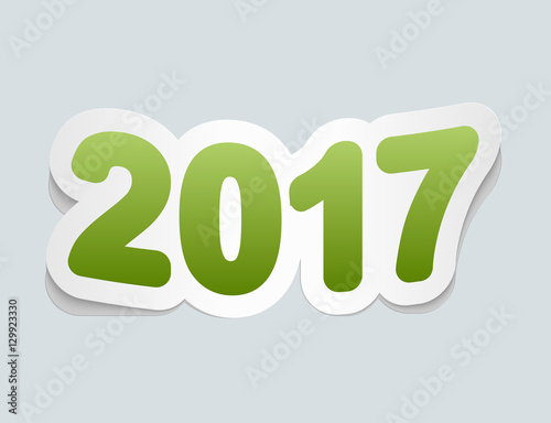 Happy New Year 2017 background. Vector 2017 icon. Curved sign from paper stickers.