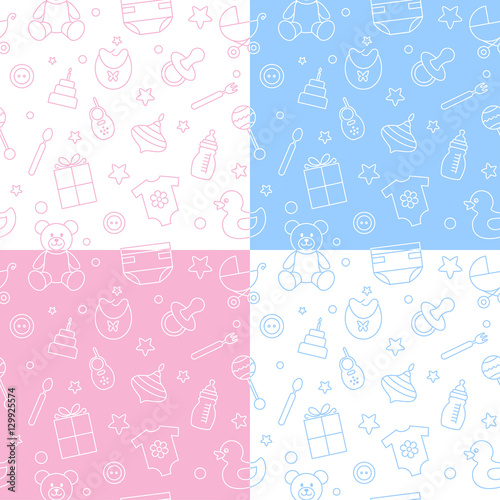 Collection of baby seamless patterns