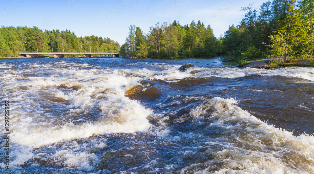 Langinkoski, fast running river water. Kotka