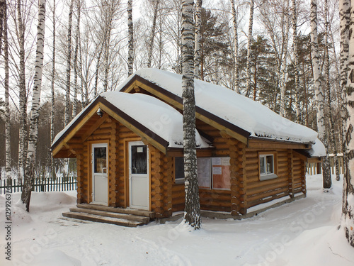 Wooden house in Akademgorodok in winter, Novosibirsk