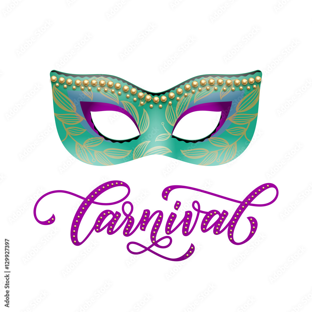 Carnival Mardi Gras masquerade golden mask glitter
