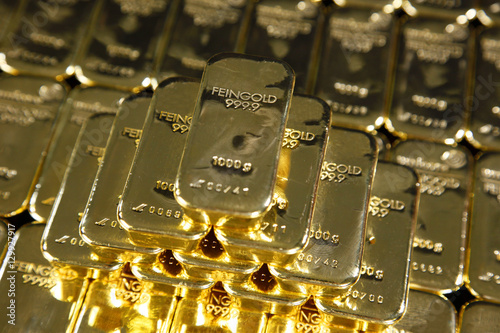 Gold ingots, Frankfurt, Germany photo