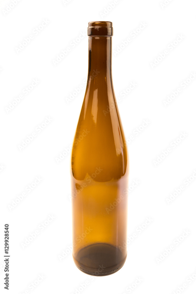 Recyclable brown wine glass bottle isolated on a white background. Recyclable waste series. Recyclable brown wine glass bottle isolated on a white background. Recyclable waste series.
