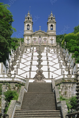 Basilica and famous staircases of Bom Jesus, the Good Jesus, completed in 1837, in the city of Braga, in the Minho Region of Portugal photo