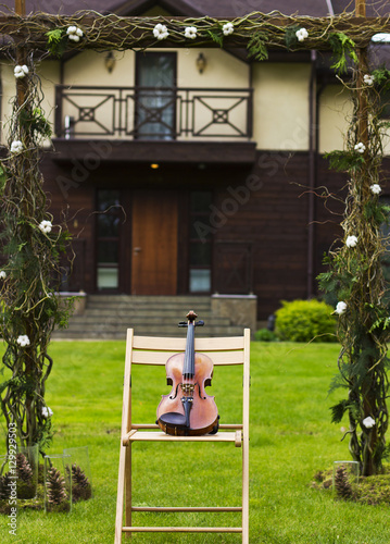 Violin. Violin outdoors. Live music. Wedding.Musician for the wedding.Violin under the open sky   © rubchikova