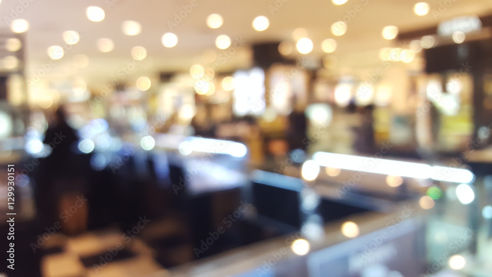 Department store with bokeh blurred background Department store with bokeh blurred background