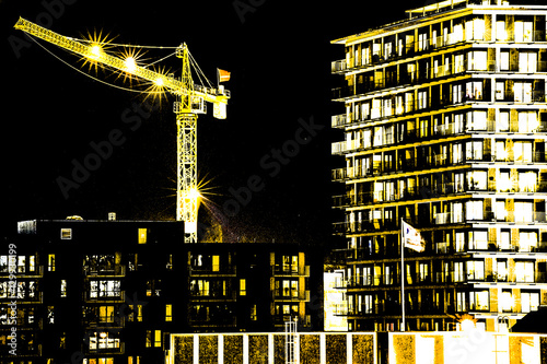 Nighttime construction, Ensjø, Oslo, Norway