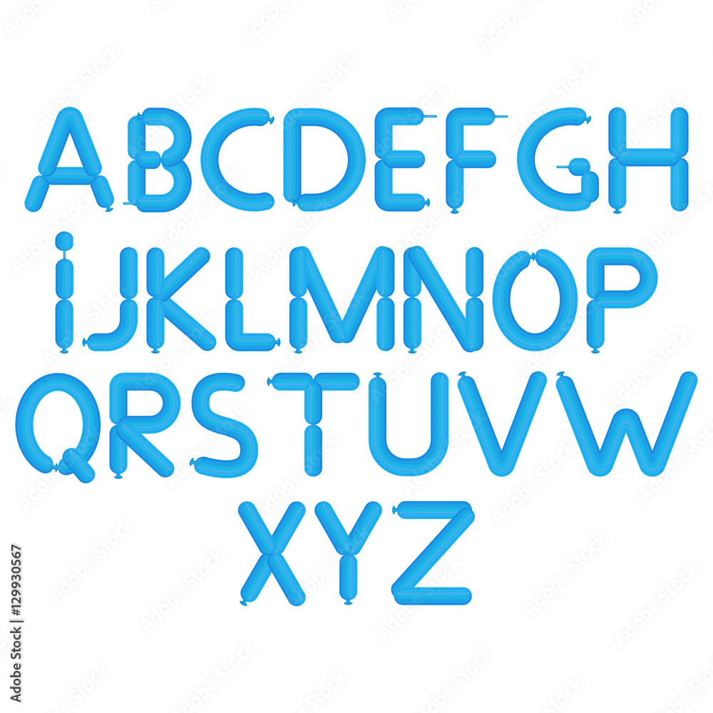 Cartoon bubble font. Colorful letters with glint. Balloon alphabet A through Z