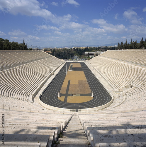 The Stadium dating from about 330 BC, restored for the first modern Olympiad in 1896, in Athens, Greece photo