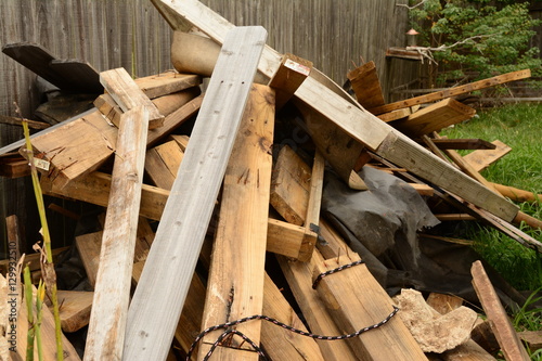 Construction debris pile during home rennovation
