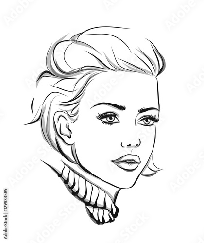 fashion portrait lineart illustration
