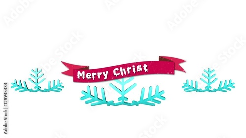Snowflake with ribbon winter Christmas background 3d animation