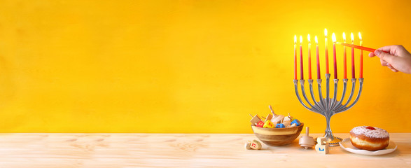 Image of jewish holiday Hanukkah with menorah