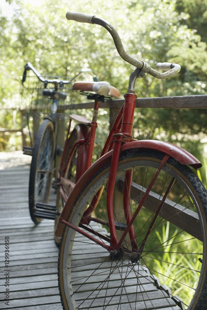 Fototapeta premium Old bicycles on porch