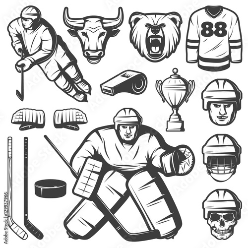 Vintage Hockey Elements Set