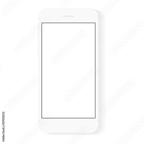 white flat phone white screen, vector drawing modern smart phone design