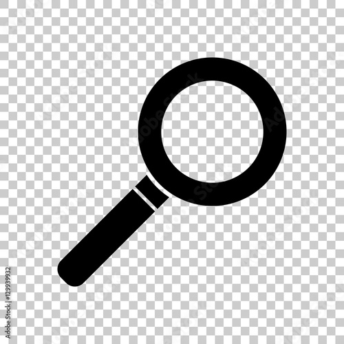 magnifying glass icon. Black icon on transparent background.