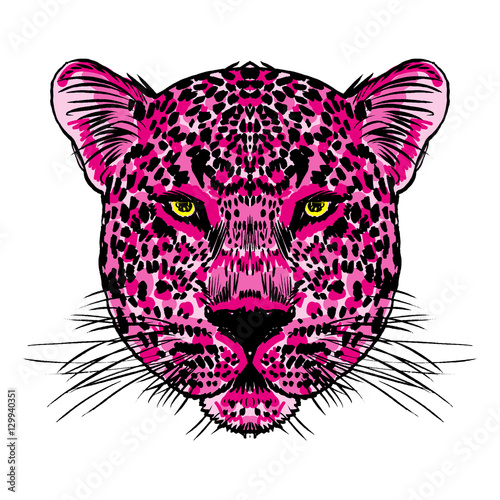 Leopard face tattoo ,Vector illustration, print