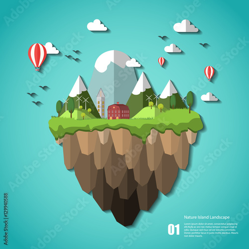 stock vector floating green island adventure and tourism vacation