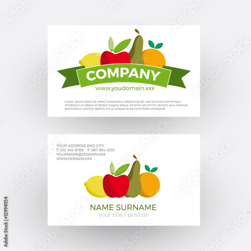 Vector abstract greengrocer,  fruit and vegetables. Business car