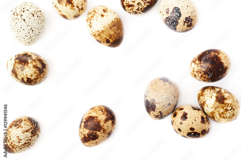 Quail eggs isolated over white background