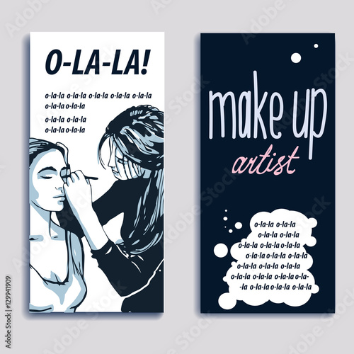 Woman makeup makeup artist paints on the face of his client. 