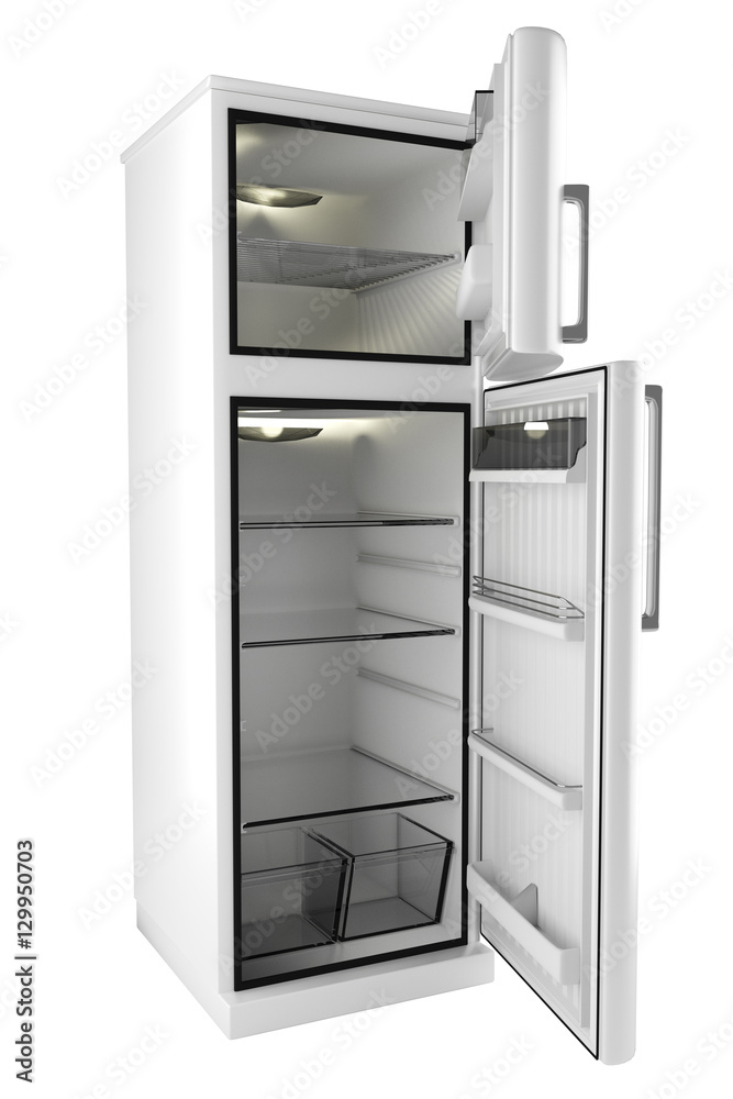3d model of an open refrigerator 3d model of an open refrigerator